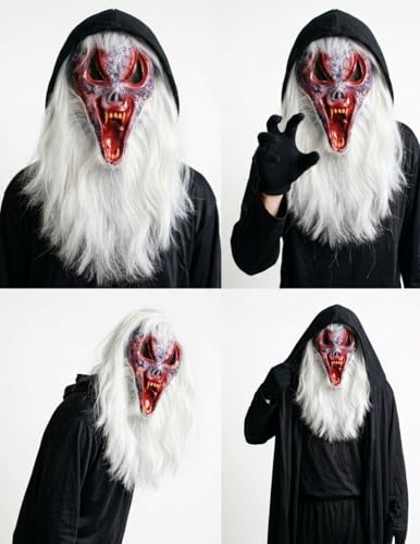Image of BookMyCostume Scary Face Mask Collection | Horror Ghost, Skeleton, Devil & Dracula Vampire, Bearded Horror | Spooky Mask for Halloween & Theme Parties | Adults
