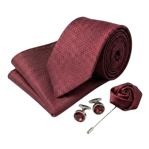 Image of Men's Necktie Gift Set with Wooden Box | Premium Tie, Pocket Square, Cufflinks & Lapel Pin | Elegant Formal Accessories Gift for Men