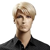 Kalyss 8" Short Straight Men's Blonde Color Wig Heat Resistant Synthetic Hair Wig (blonde)