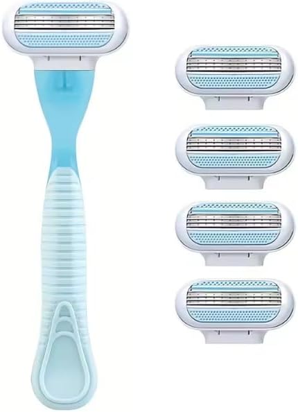 Women's Reusable Safety Razor with 1 Handle and 4 Replacement Cartridges, Multi-Area Shaving Razor for Legs, Underarms, Bikini Line and Facial Hair Grooming — 사진 1