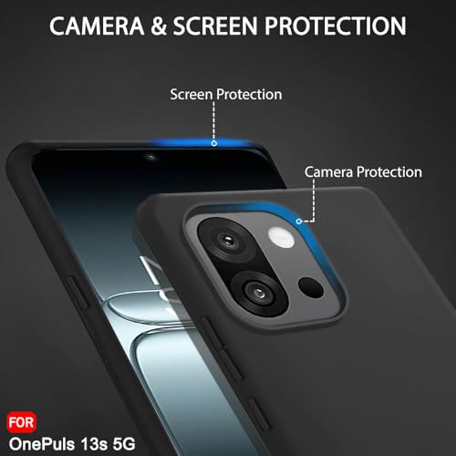 Image of TheGiftKart Liquid Silicone Back Cover Case for OnePlus 13s 5G | Soft Micro-Fibre Lining Inside | Camera & Screen Protection | Shockproof Back Cover Case for OnePlus 13s 5G (Silicone, Black)