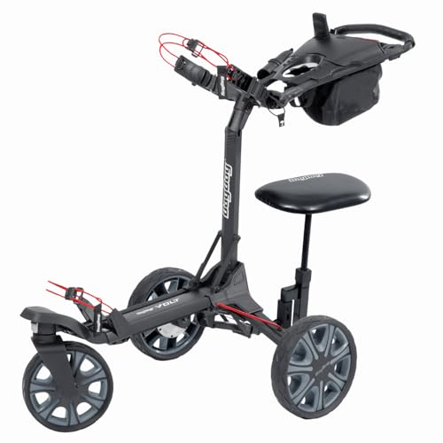 Bag Boy Volt Electric Golf Push Cart with Cart Seat, Black/Red