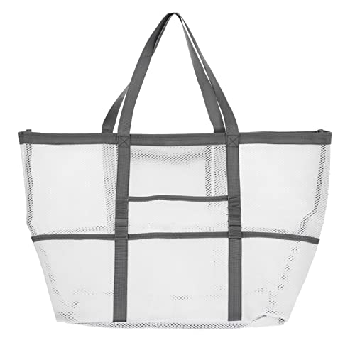 LALADEFIEE ポータブルメッシュシャワートートバッグ 大容量 軽量 通気性抜群 ビーチ用 洗濯物収納 キャンプやアウトドアに