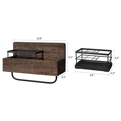 Dahey Wall Mounted Toothbrush Holder Wooden Electric Toothbrush Organizer Multifunctional Stand Towel Rack Toothpaste Dispensers Rustic Farmhouse Bathroom Decor #TOP6