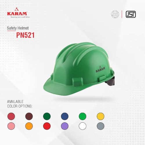 Image of KARAM ISI Certified Plastic Cradle & Rachet Type Adjustment |Safety Helmet for Industrial|Safety Helmet for Men Industrial (PN521)(RED)(Pack of 3)