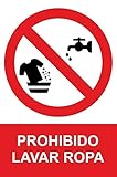 MovilCom® - Señal PROHIBIDO LAVAR ROPA PVC 0,7mm 210X300mm Señal prohibición (ref.RD40057)
