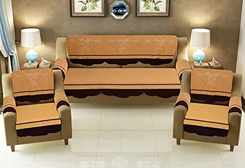 MultitexExclusive Cotton Net Royal Look Floral Design with Heavy Fabric, 500 TC, 5+arm Seater Sofa Cover Set (Standard)-Multi-15