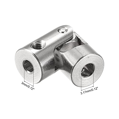 sourcing map 3 Stück Drehbare Kreuzgelenk Wellenkupplung 3mm bis 3.17mm Innendurchm. L23 x D9 mit Schrauben und Schraubenschlüssel für RC Modell