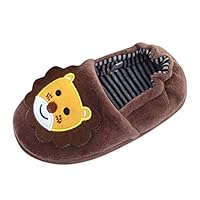 UK 6.5 Kids Slippers Clearance Girls Cartoon House Slippers Shoes Boys Plush Warm Slipper Indoor Shoes,Elastic Back Soft Slip On Bedroom Slippers Girls Slippers Winter Coffee-Lion