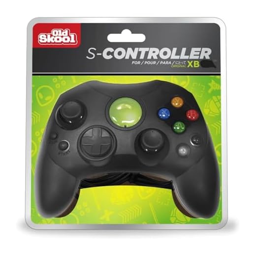 Old Skool Xbox Controller S-Type Wired Game Pad - Black