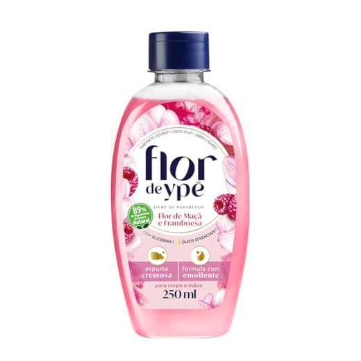 Flor de Ypê Sabonete Líquido, Flor de Maçã e Framboesa, 250ml (Squeeze)