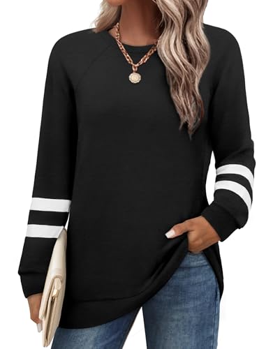 Image of Saloogoe Tunic Sweatshirts for Women Crewneck Lightweight Sweaters Raglan Long Sleeve Shirts Fall Fashion Tops 2026