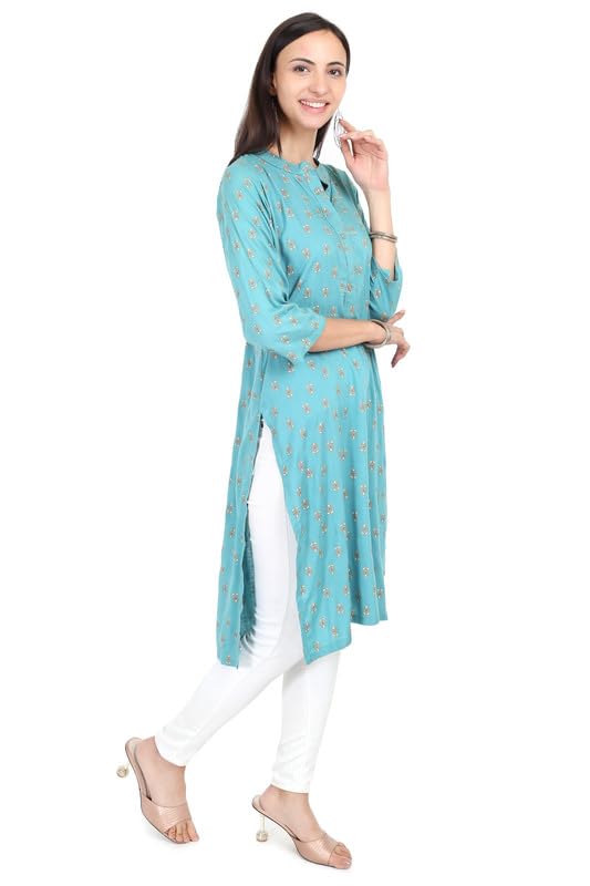 Image of Women's Rayon Kurta - Ethnic Wear Straight Kurti for Daily, Office & Festive Use