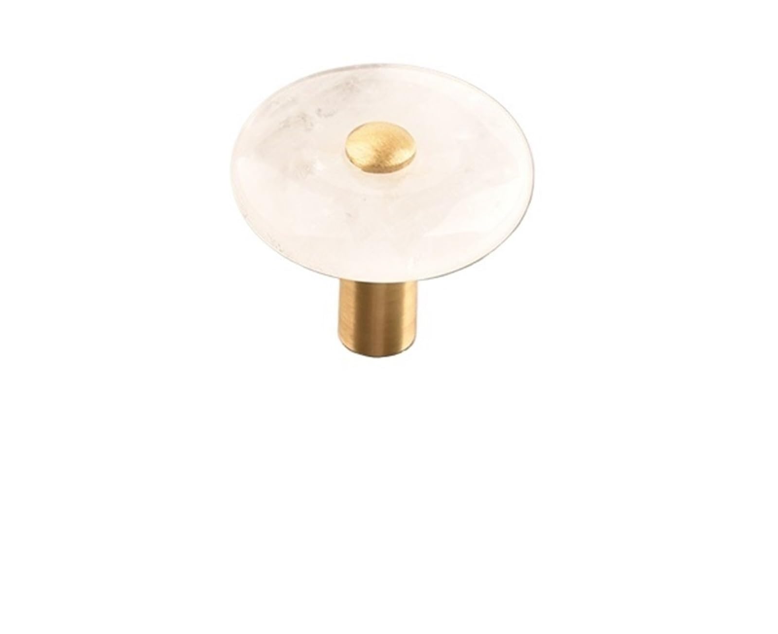 GFJFsetSH 2pcs Round Single Hole Brass Agate Crystal Cabinet Knobs(White Crystal)