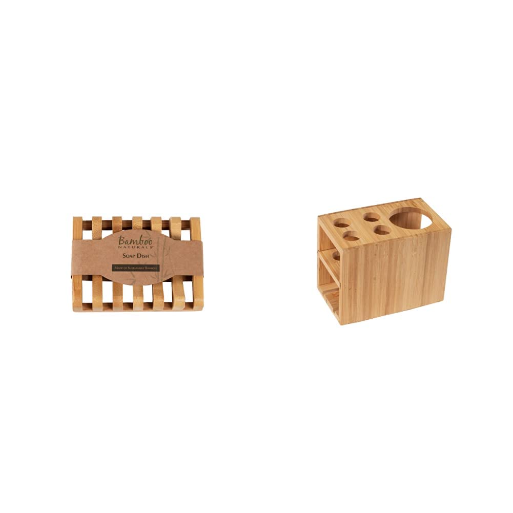 Bamboo NaturalsBar Soap Dish and Toothbrush Holder Set