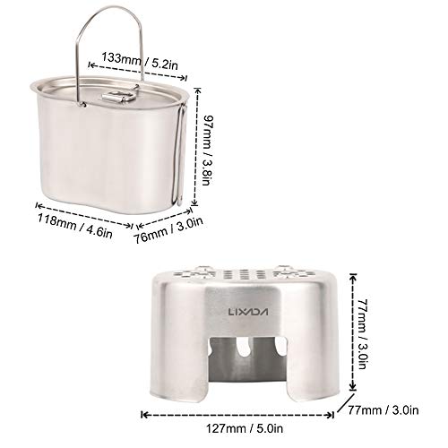 Fogão Externo, Romacci Utensílios de cozinha para acampamento em aço inoxidável e cantil com panela