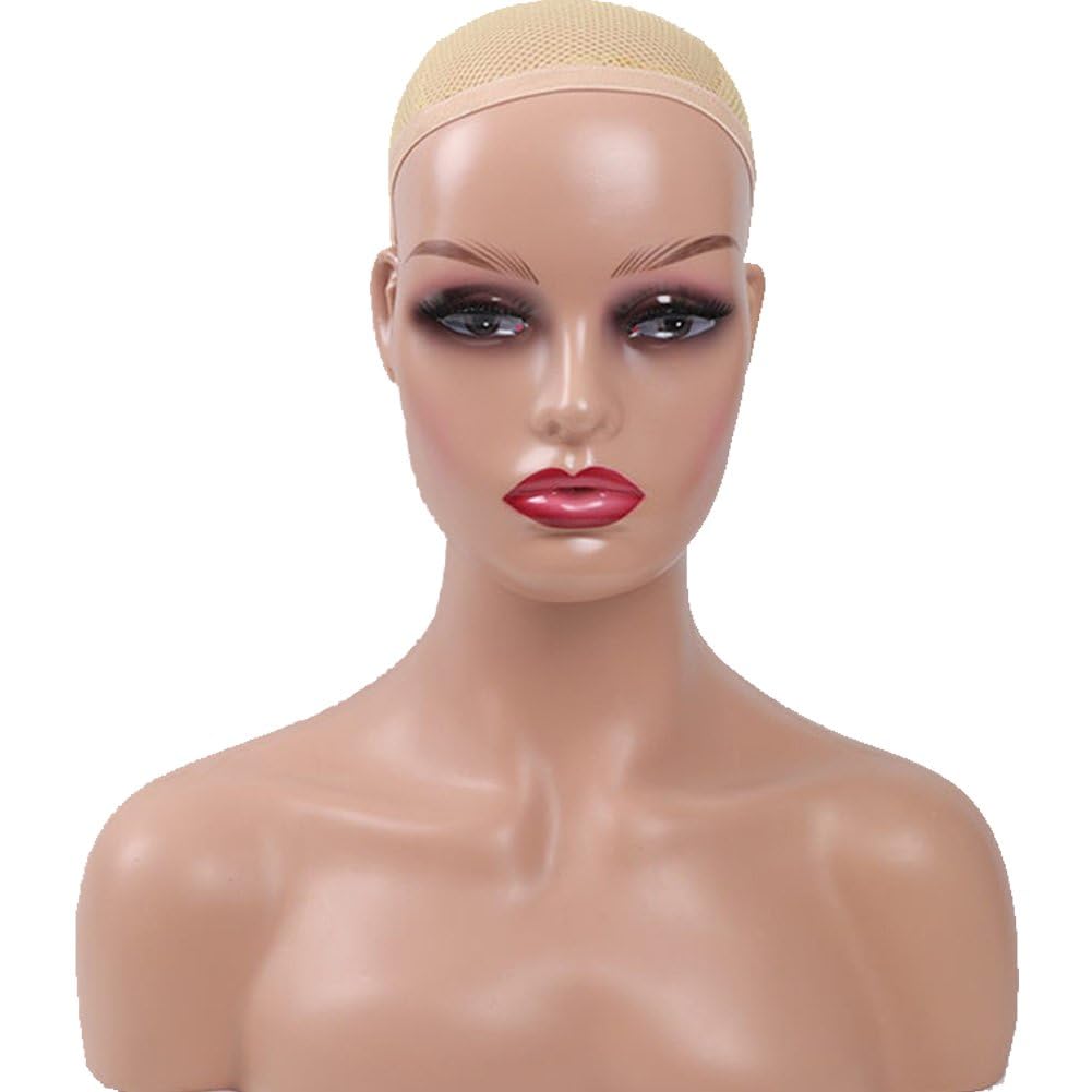 Tête De Mannequin Femme Réaliste avec Épaules Perruque Africaine Modèle D'affichage Tête De Buste pour Chapeau Lunettes Perruques Affichage