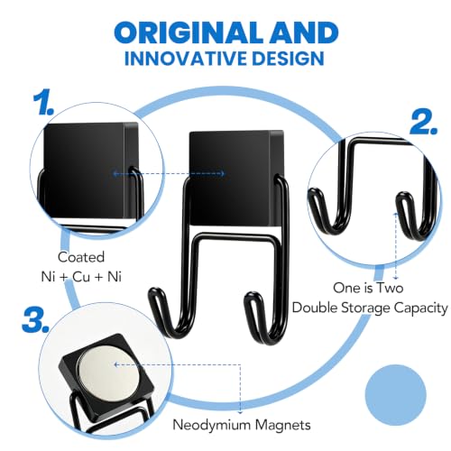 Image of MIKEDE Magnetic Hooks 80LBS, 6 Pcs Cruise Essential Heavy Duty Black Hook