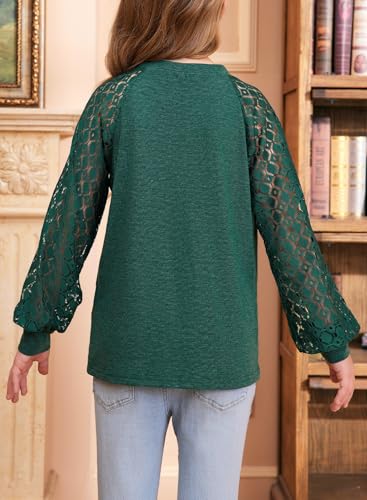 Image of blibean Girls Fall Long Sleeve Shirts Casual Lace Tops Size 6-15 Years