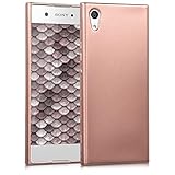 kwmobile TPU Silicone Case Compatible with Sony Xperia XA1 - Soft Flexible Protective Phone Cover - Metallic Rose Gold