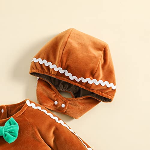 Kuriozud Toddler Baby Gingerbread Man Rompers Casual Long Sleeve Footed Jumpsuit and Cute Hat for Newborn Girl Boy4