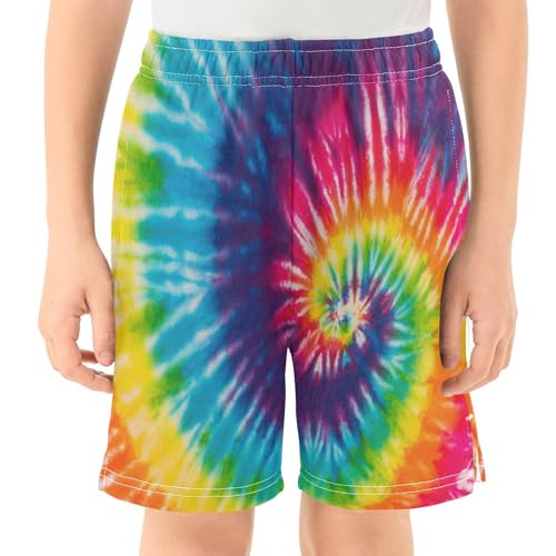 Rainbow Tie Dye Boys Athletic Shorts Kids Basketball Shorts Gym Short for Summer M2