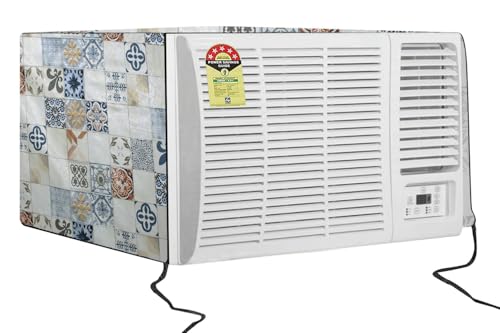 Image of The Furnishing Tree Window AC Cover for 1 Ton capacity PVC Waterproof and Dustproof Mosaic Pattern Cream