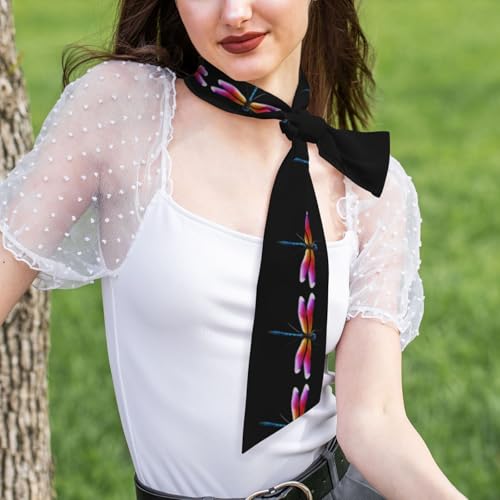 Purple blue tailed dragonfly Prints Women's Fashion Scarf - Head Hair Accessories Versatile Scarf for Women Valentine's Day and Mother's Day, Black, One Size4