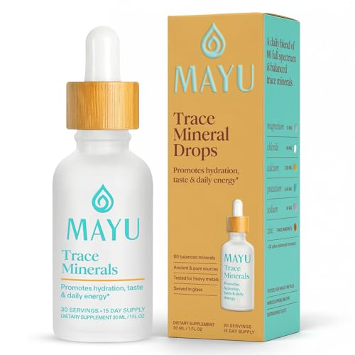 MAYU Trace Mineral Drops - 1 Bottle - 80+ Full-Spectrum Ionic Minerals for Water - Great-Tasting Mineral Supplement for Hydration - Magnesium, Potassium & Zinc - No Additives - 30 Servings