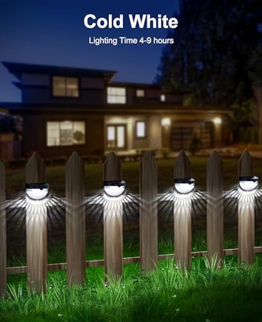 OTHWAY Solar Fence Post Lights Wall Mount Decorative Deck Lighting (Black, 4 Packs)