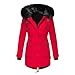 HHMY Parka invernale da donna, parka invernale, giacca invernale lunga, calda e foderata, con cappuccio in pelliccia sintetica, parka invernale per le mezze taglie dalla S alla 5XL, Colore: rosso, L