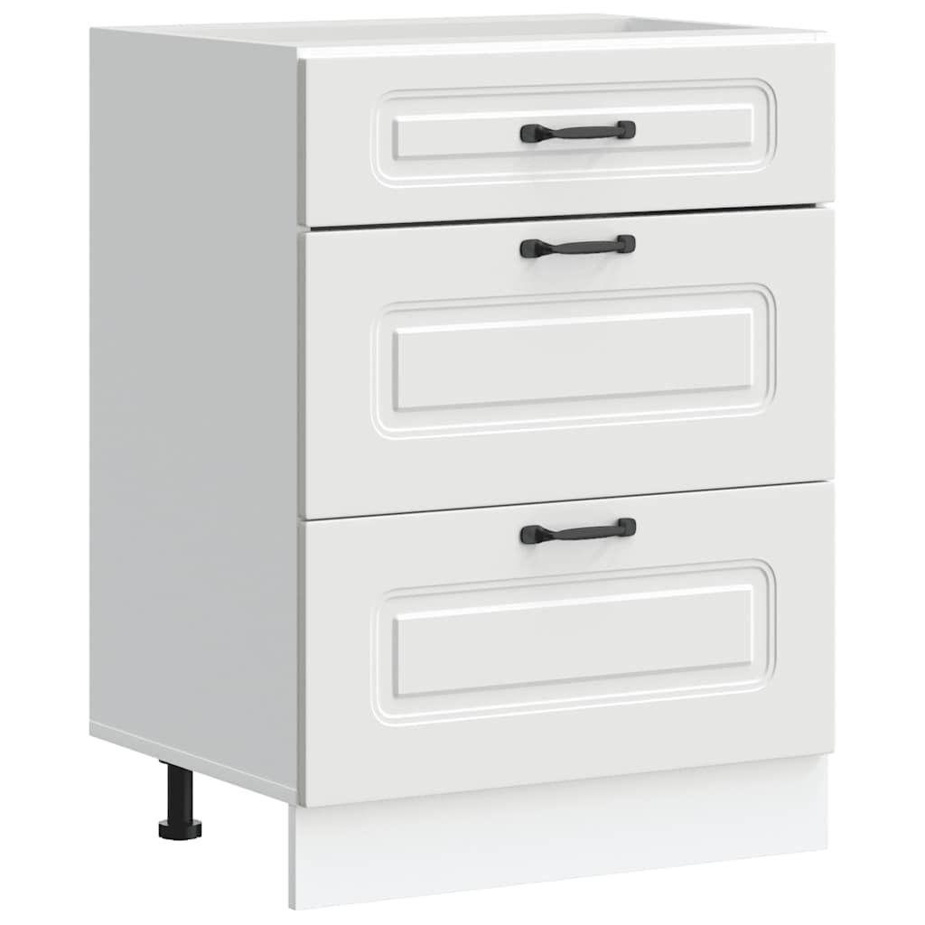 vidaXL Küchenunterschrank Kalmar Weiß Holzwerkstoff, Spülenunterschrank, Schrank Küche, Lagerschrank, Unterschrank für Küche, Küchenzeile