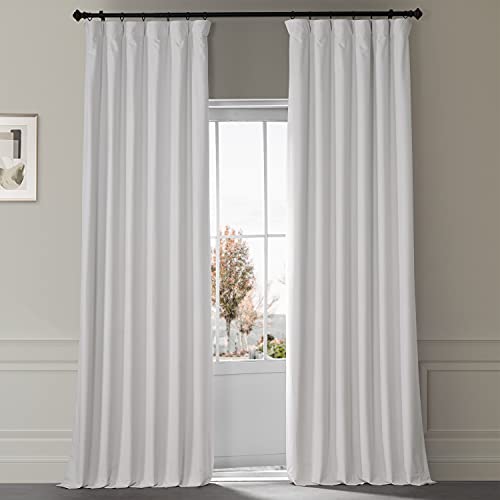 Image of HPD Half Price Drapes Signature Plush Velvet Blackout Curtains for Bedroom (1 Panel), 50W X 96L Hotel Black Out Curtains for Living Room, Thermal Insulated Blackout Curtains for Windows, Misty White