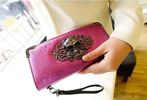 Amazon.co.jp: 長財布 6カラー スカル 骸骨 髑髏 ドクロ 革 サイフ