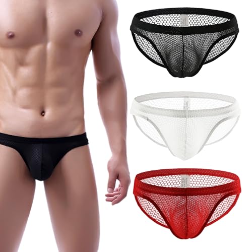Men's Spandex Low Rise Eyelet Bikini Solid Briefs Underwear