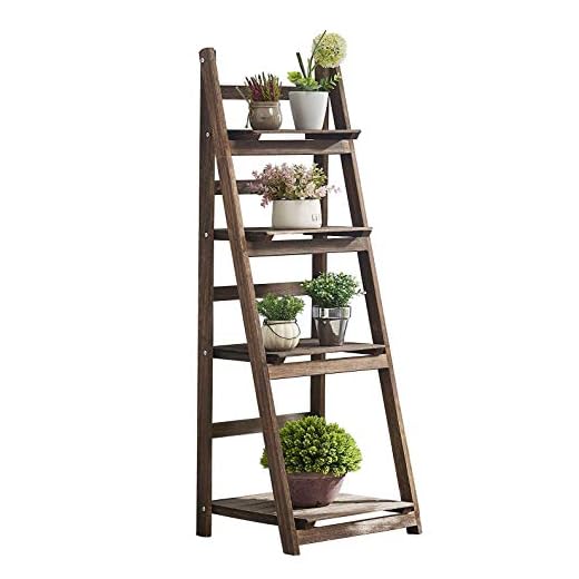 RHF 44" Foldable Plant Shelf,Plant Stand,Indoor Flower Pot Holder,Flower Pot Ladder,Folding A Frame Display Shelf,Patio Rustic Wood Stand with Shelves,4 Tier Stand Outdoor,Pot Rack, Free Standing