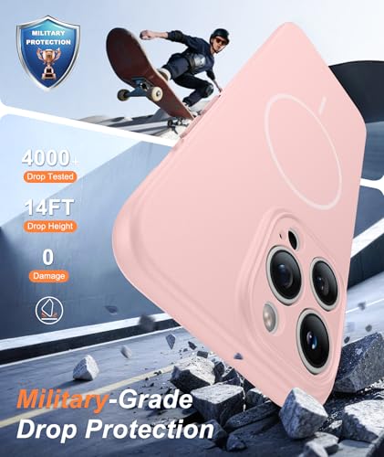 Image of FNTCASE for iPhone 14 Pro Max Case Pink: [Compatible with Magsafe] Solid Matte 14 Pro Max Magnetic Phone Cover with [Full Camera Protection] [Screen Protector] Military Grade Shockproof Protective