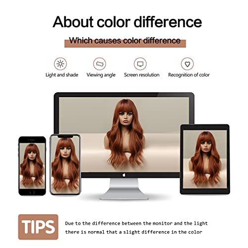 Esmee 24 pollici lungo ondulato rame parrucche