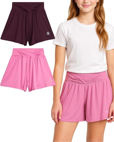 AEROPOSTALE Girls Butterfly Shorts - 2 Pack Performance Jersey Flowy Flutter Skirt with Attached Hidden Shorts (Sizes: 7-16)