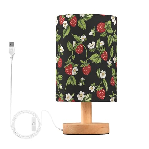 Lámpara de mesa de noche pequeña Black Strawberries con USB miniatura 1