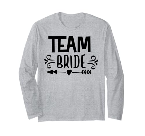 Team Bride Arrow Heart ウェディングパーティーや独身パーティー。 長袖Tシャツ