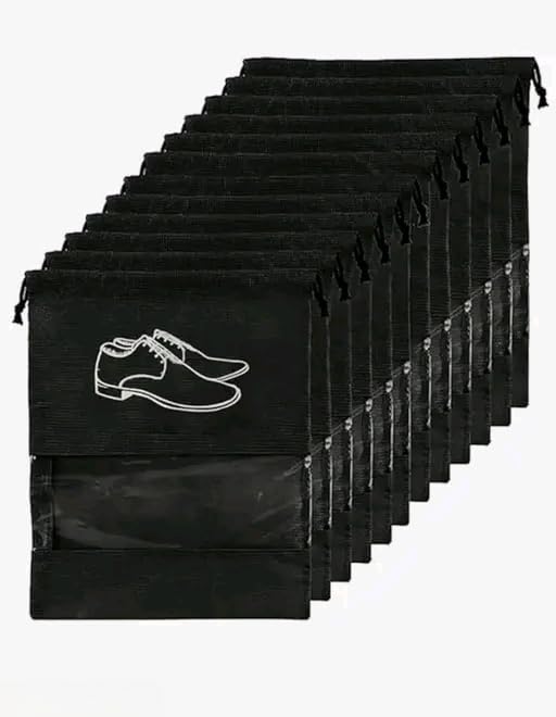 Destiny Shoe Bag for Travel Bag for Man & Women Shoe Cover for Storage at Home Gym Reusable Travelling Accessories Organizer Pouch Travel Essentials Footwear Bags for Travelling Men -Pack of 6, Black-image-49
