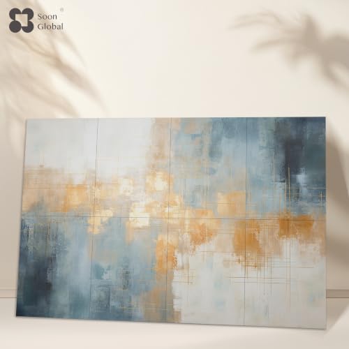 Image of Soon Global 8-Pack Acoustical Wall Panels, 48 X 32 Inches Art Acoustic Panels, Decorative Acoustic Panels, Acoustic Wall Panels, Sound Absorbing Wall Art, Teal Aura