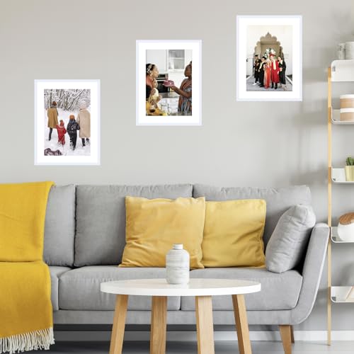 Image of JCJMY 16x22 Picture Frame with 12x18 Mat, Display Photo 12x18 with Mat or 16 x 22 Without Mat, Wall Hanging Large 16 by 22 Poster Frame with Plexiglass, White