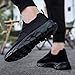 EKRBXA Men Running Shoes Tennis Walking Gym Slip On Athletic Fashion Sneakers Lightweight Breathable Sport Shoe Black Size 8