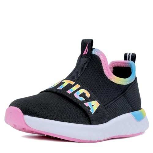 Nautica Girls' Slip-On Sneaker - Athletic Running Kids' Shoe for Walking, Running, Tennis, and Sports (Toddler/Little Kid)