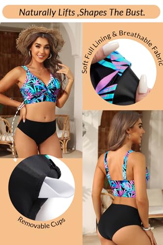 Image of Women's Bikini Top - Supportive Swimsuit for Large Bust - 2025 Cut Out Twist Swim Top