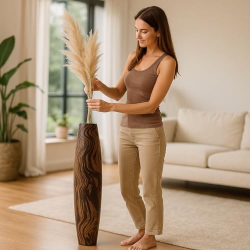 Image of Leewadee Large Floor Vase 34 inches Mango Wood for Pampas Grass, Dried Flowers