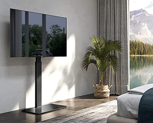 Fitueyes Universal Floor Tv Stand Base With Swivel Mount For 32-55 65 Inch Flat And Curved Screen Tvs, Black Tv Stands With Cable Management Modern Style Tt106001Mb #TOP5