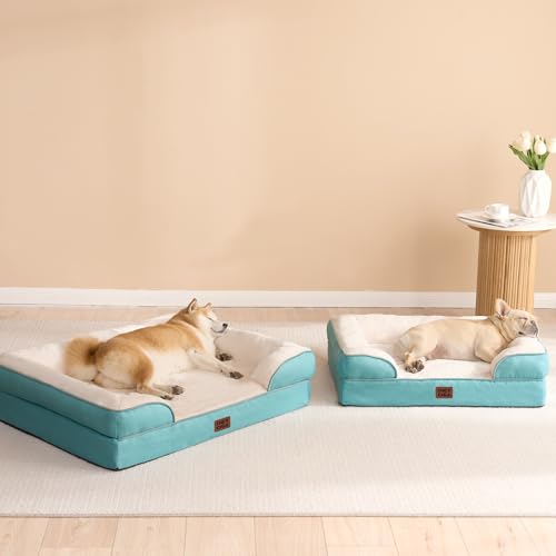 Image of EHEYCIGA Orthopedic Dog Bed for Large Dogs, Waterproof Memory Foam, Turquoise Blue, 35 inchL x 22 inchW x 6.5 inchTh
